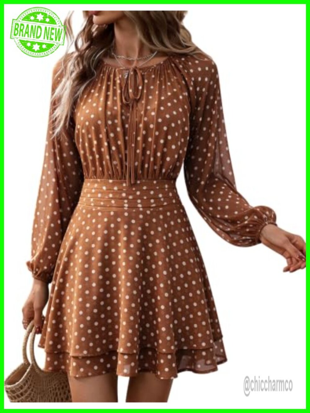 AIMCOO Womens Chiffon Floral Mini Dress Long Sleeve Flowy Boho V-Neck A-Line